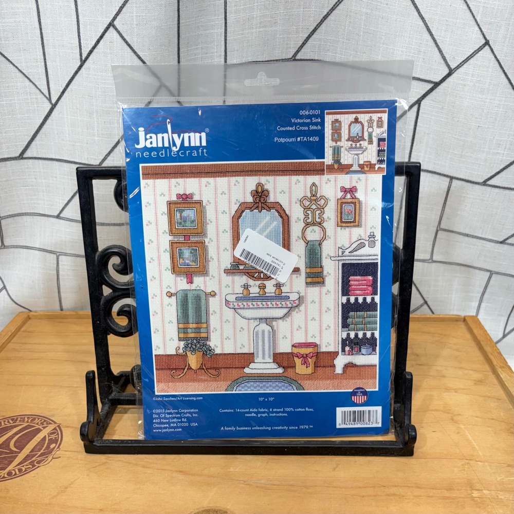 Janlynn Counted Cross Stitch‎ Kit 10x10 Bathroom Sealed Victorian Sink 006-0101